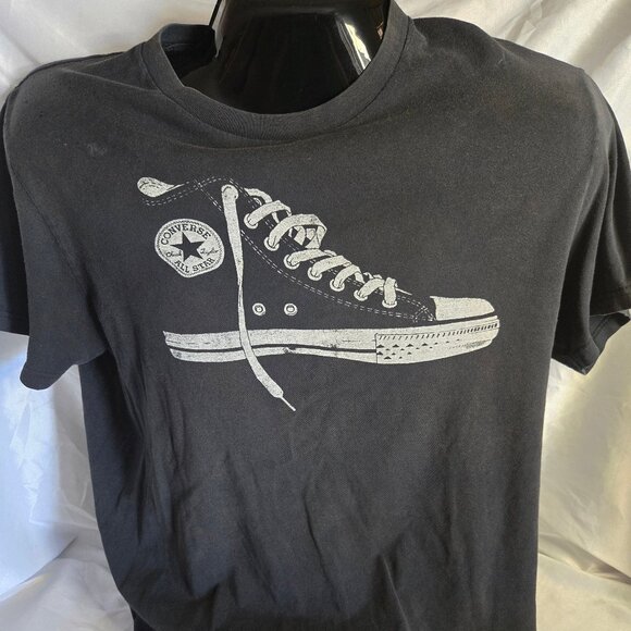 Converse Gray ' Hi top ' Front Print T-shirt (L) - Picture 1 of 6